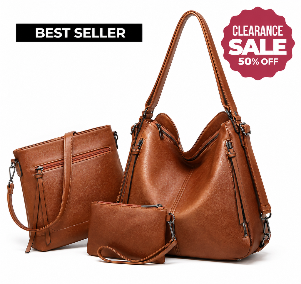 Luxury Leather 3-Piece Hobo Bag Set