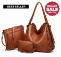 Luxury Leather 3-Piece Hobo Bag Set